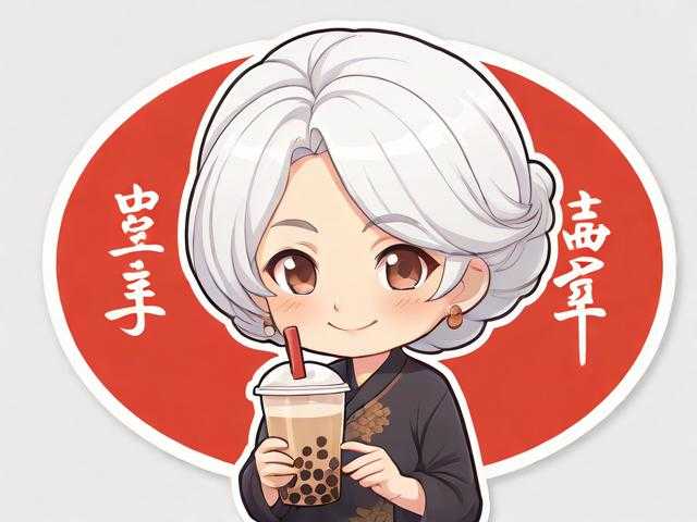 沪上阿姨蛋仔派对联名贴纸，贴纸，奶茶，阿姨