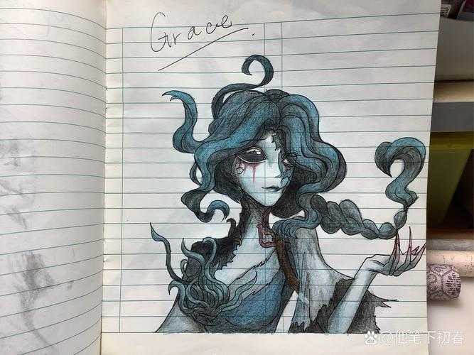 渔女第五人格简单绘画 裙摆,绘画 渔女